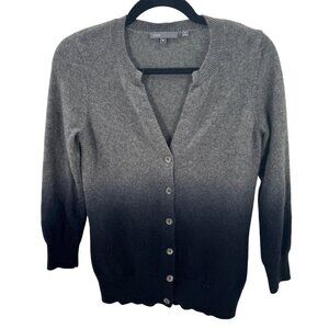 Vince Womens Grey To Black Ombre 100% Cashmere Button Cardigan Sweater M